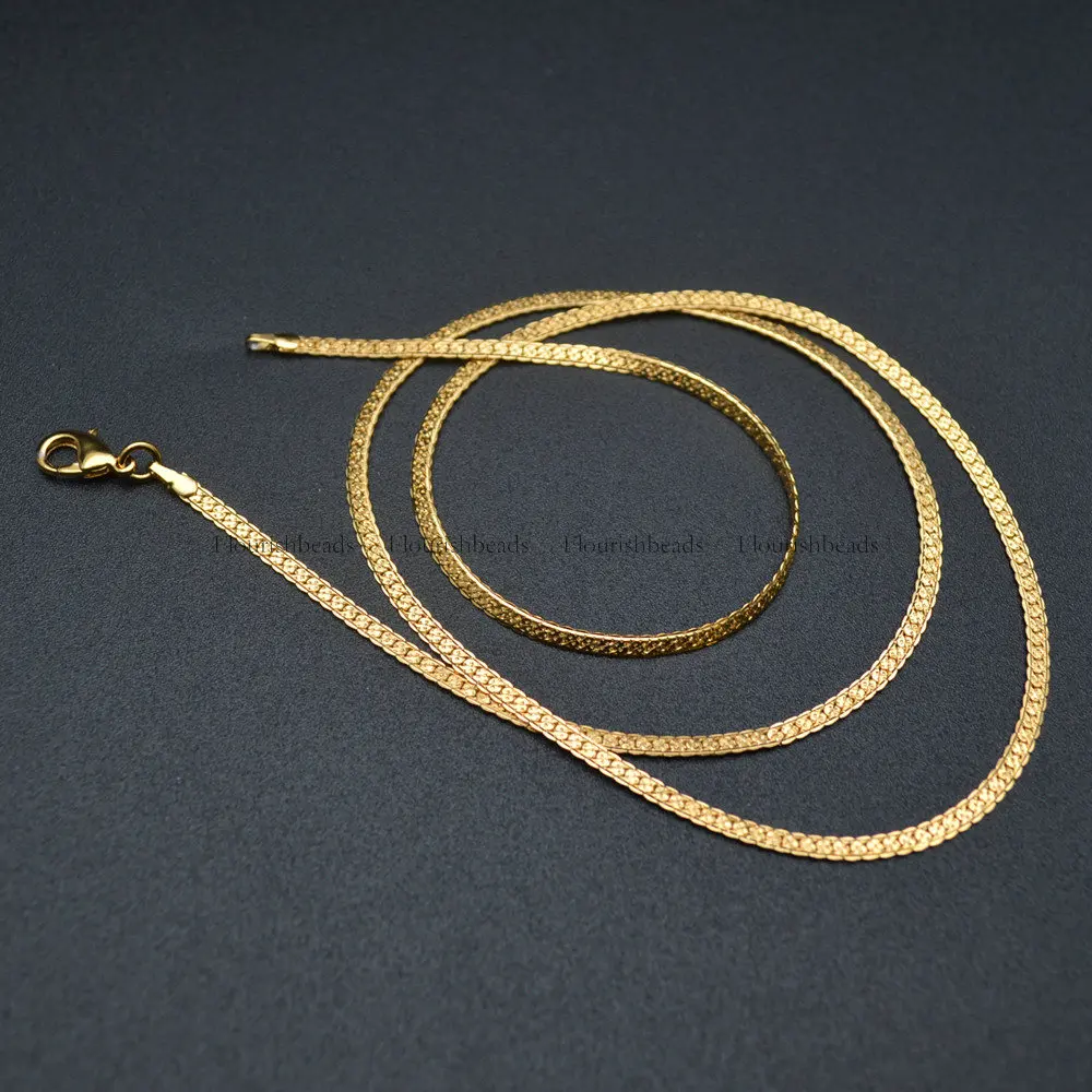 

2.5mm width 18k Gold Plaitng Thin Flat Necklace Linked Chains Jewelry Findings