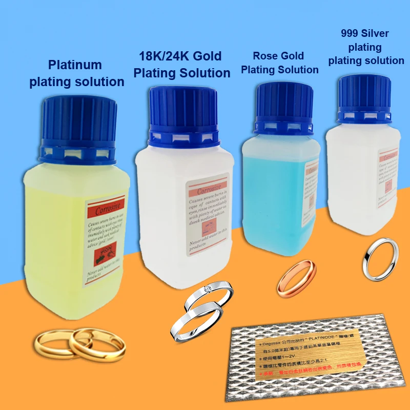 

Factory Supply White Gold Electroplating Solution Rhodium Plating Solution for Ring, Yellow