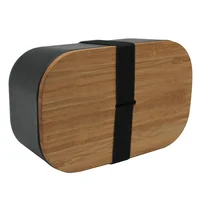 

Eco-Friendly Hot Selling Food Safe Black Bamboo Fiber Lunch Box with Bamboo lid
