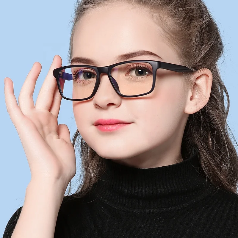 

2021 Kids Tr90 Flexible Optical Eyeglasses Square Frames Computer Anti Blue Light Blocking Children Eyestrain Glasses