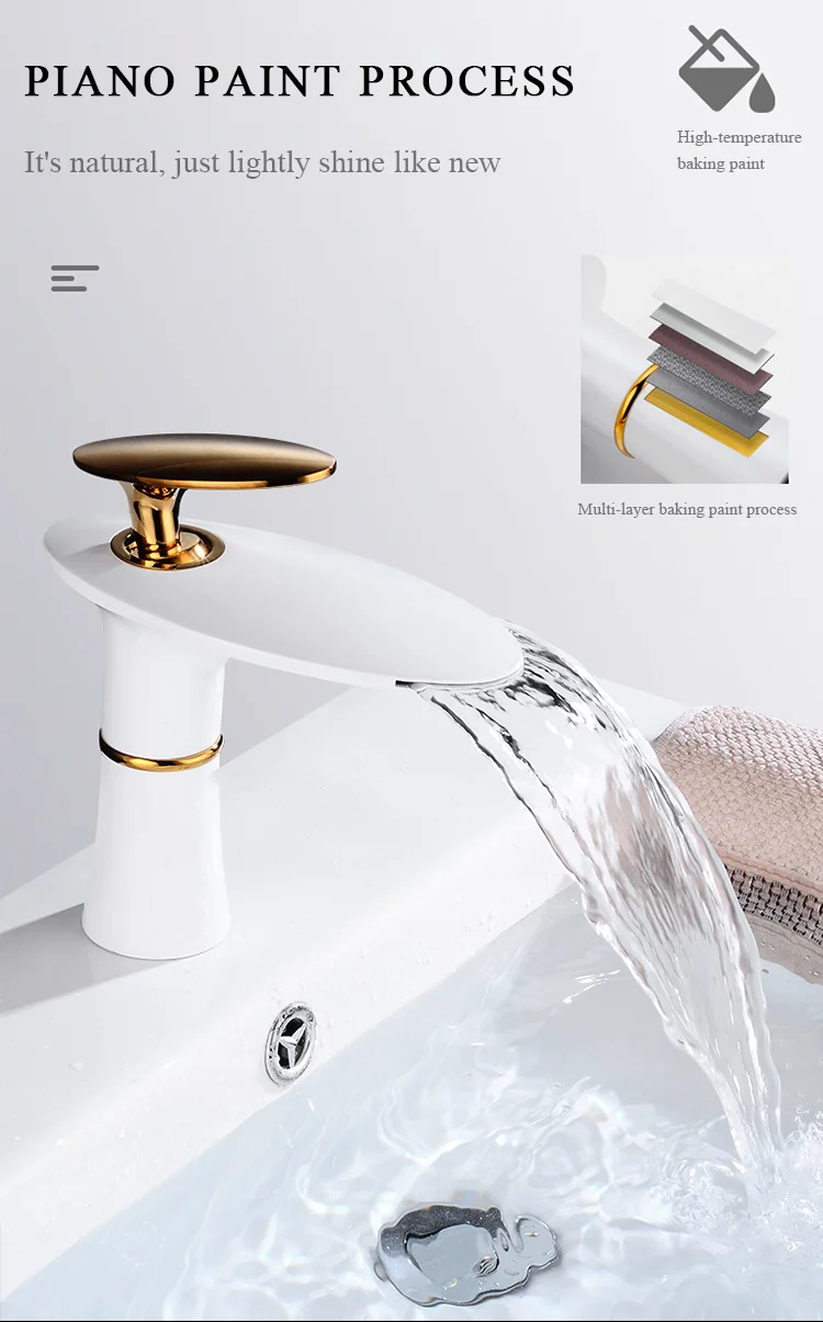 New Design Waterfall White Single Handle Basin Faucet