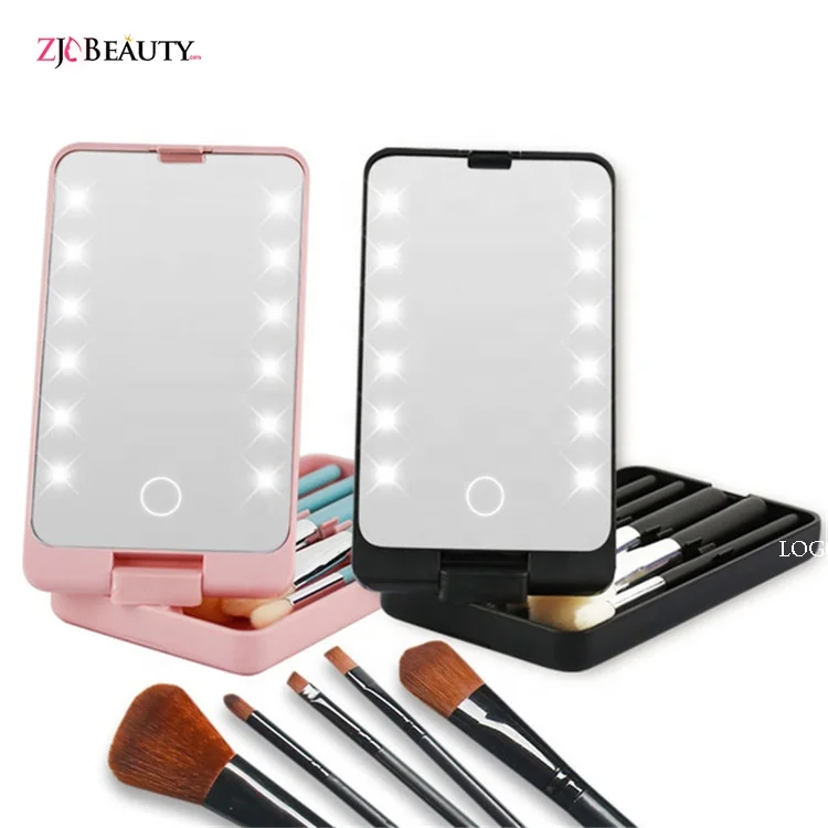 

Eye Shadow Foundation Powder Eyeliner Eyelash Lip Make Up Brush with Mirror Cosmetic Beauty Tool Makeup Brush Set Kit wholesale, Black, white, pink