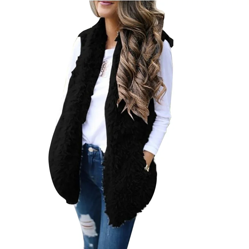 

Factory Direct Sales Of 2021 European And American Hot Style Autumn Ladies Fashion Cashmere Long Hair Vest Jacket, Picture