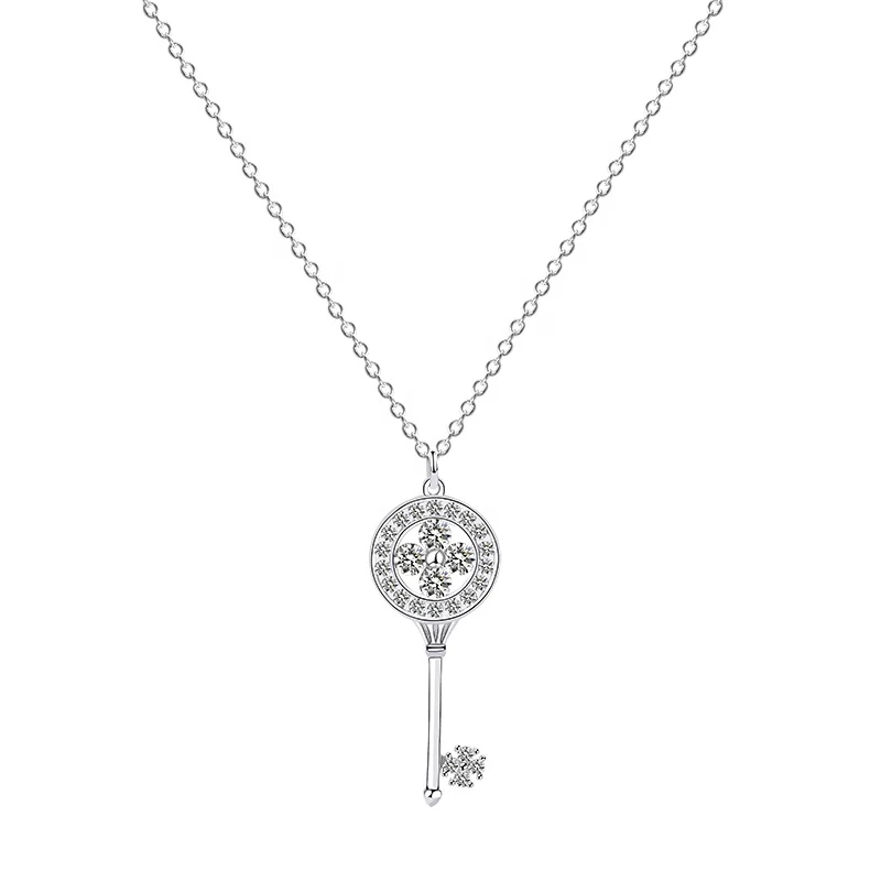 

Moyu Sterling Silver zircon necklace jewelry women gold plated key pendant necklace