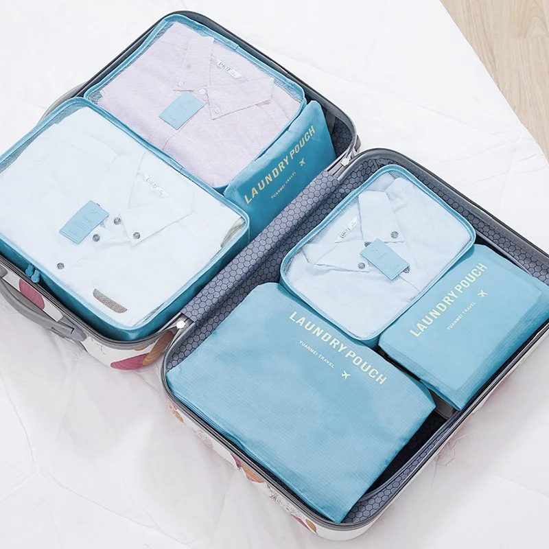 

New Travel Bags Luggage Suitcase 6pcs Set Storage bag Clothes Organizer, 9 colors or customized colors