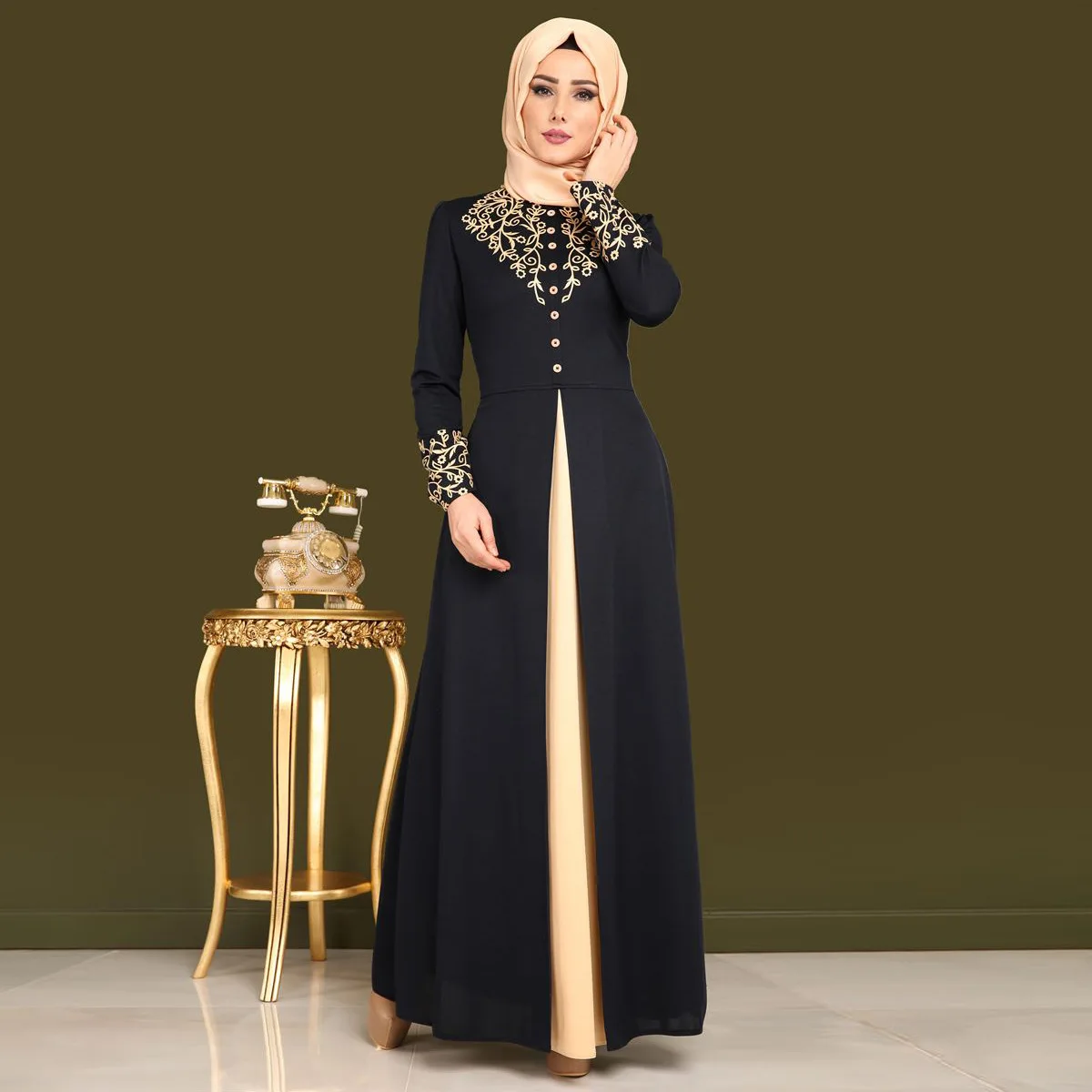 

Modest Islamic Clothing Middle East Women Black Abaya Muslim Dress Modern, Multi color