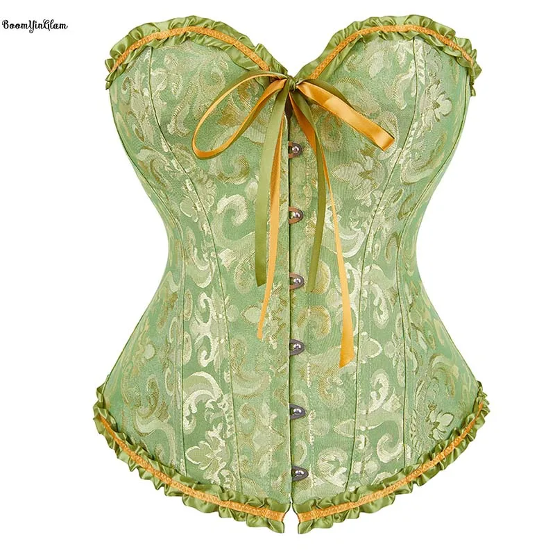 Plus Size XXS-XXXXXXL 10 Colors Available New Steampunk Women Clothing Lace up Boned Pleated Corset Vctorianos With Thong