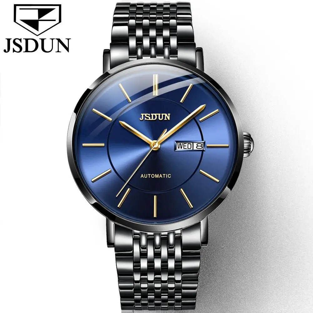 

JSDUN 8835 Men Hand Watch Luxury Brand Automatic Mechanical WristWatch Minimalist Date Alloy Material WaterProof Clock Men
