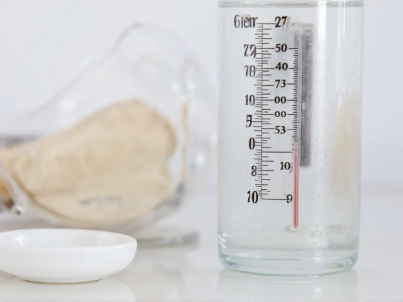 Thermometer showing perfect water temperature for yeast activation