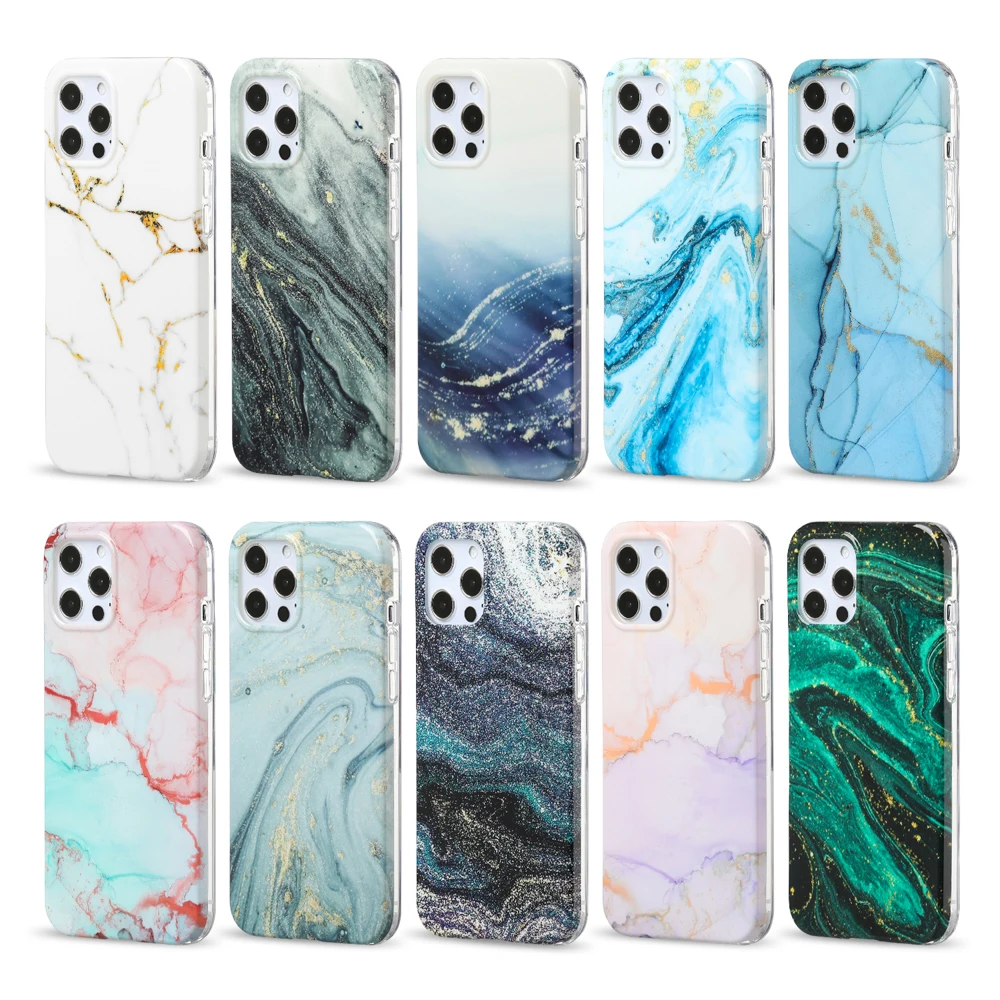 

Fashion IMD Gold Marble Shockproof Cell Back Cover Mobile Phone Case For iPhone 12 11 Pro Max XS 7 8 Plus Case