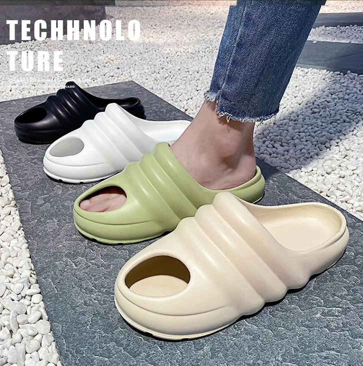 

Yeezy slippers female trend go out thick-soled personality home new outdoor net red men's slippers wear flip-flops, Custpmized color