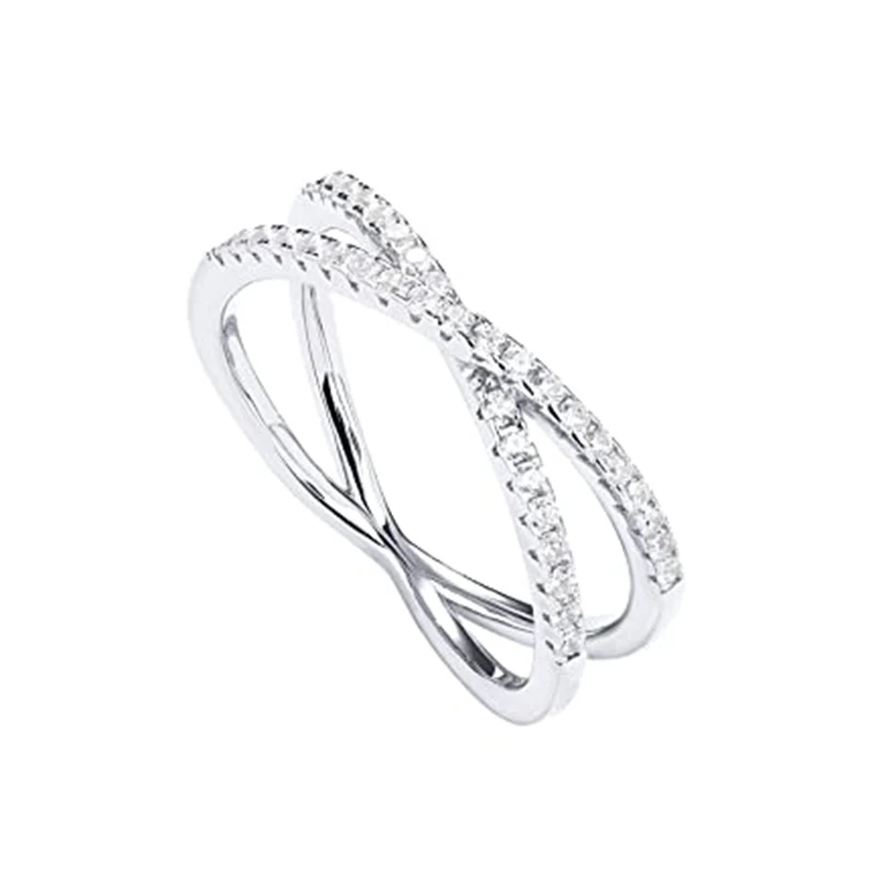 

High Quality Jewelry 925 Sterling Silver Cross Rings Cz 5a Cubic Zirconia Eternity Engagement Wedding Band Ring