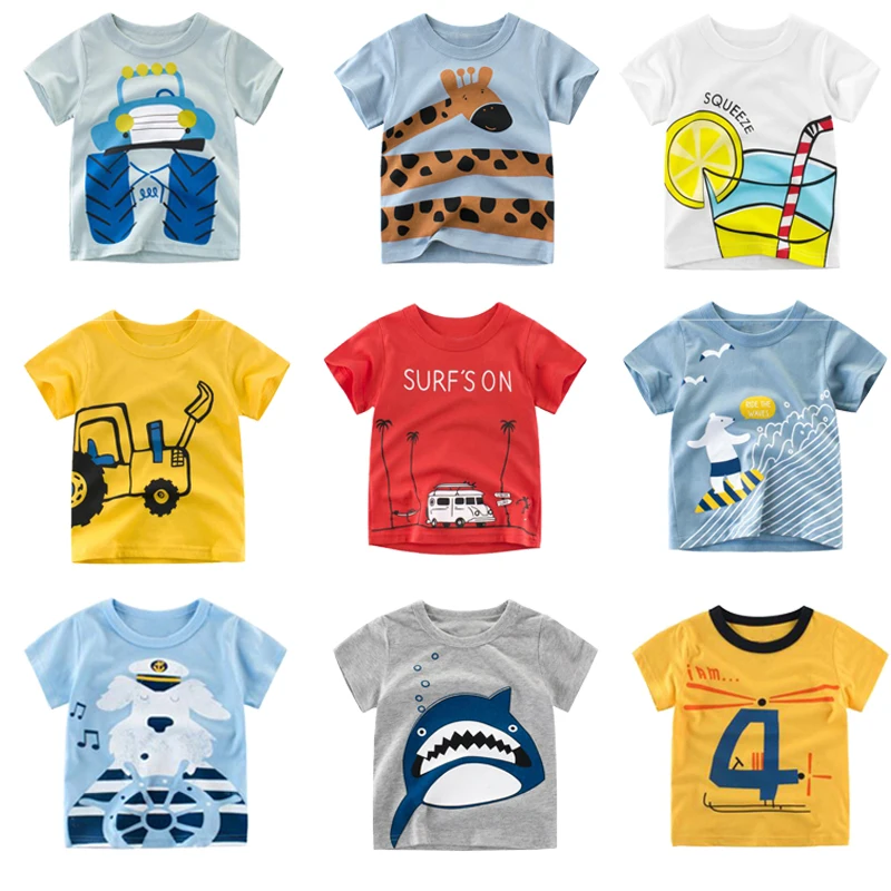 

Children's Short-Sleeved 100% Cotton T-shirt Boys Cartoon Cute Cartoon Print New Style