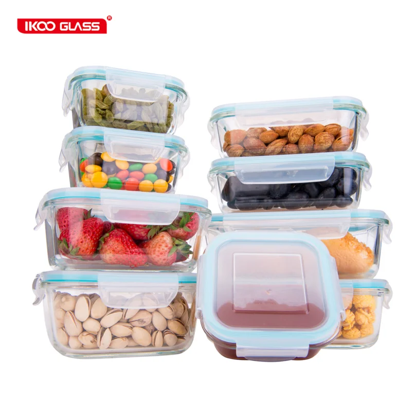 

Free sample high borosilicate glass food container lunch box food storage set, Transparent