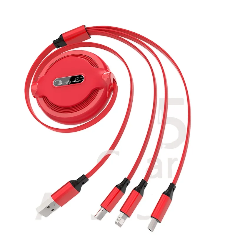 

2021 new 3A fast Customizable charging cable three in one data cable for iphone android Mobile phone