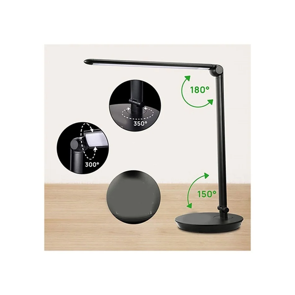 Screen without glare and flicker Black led smart study table lamp With USB Charging Port For Office And Living Room