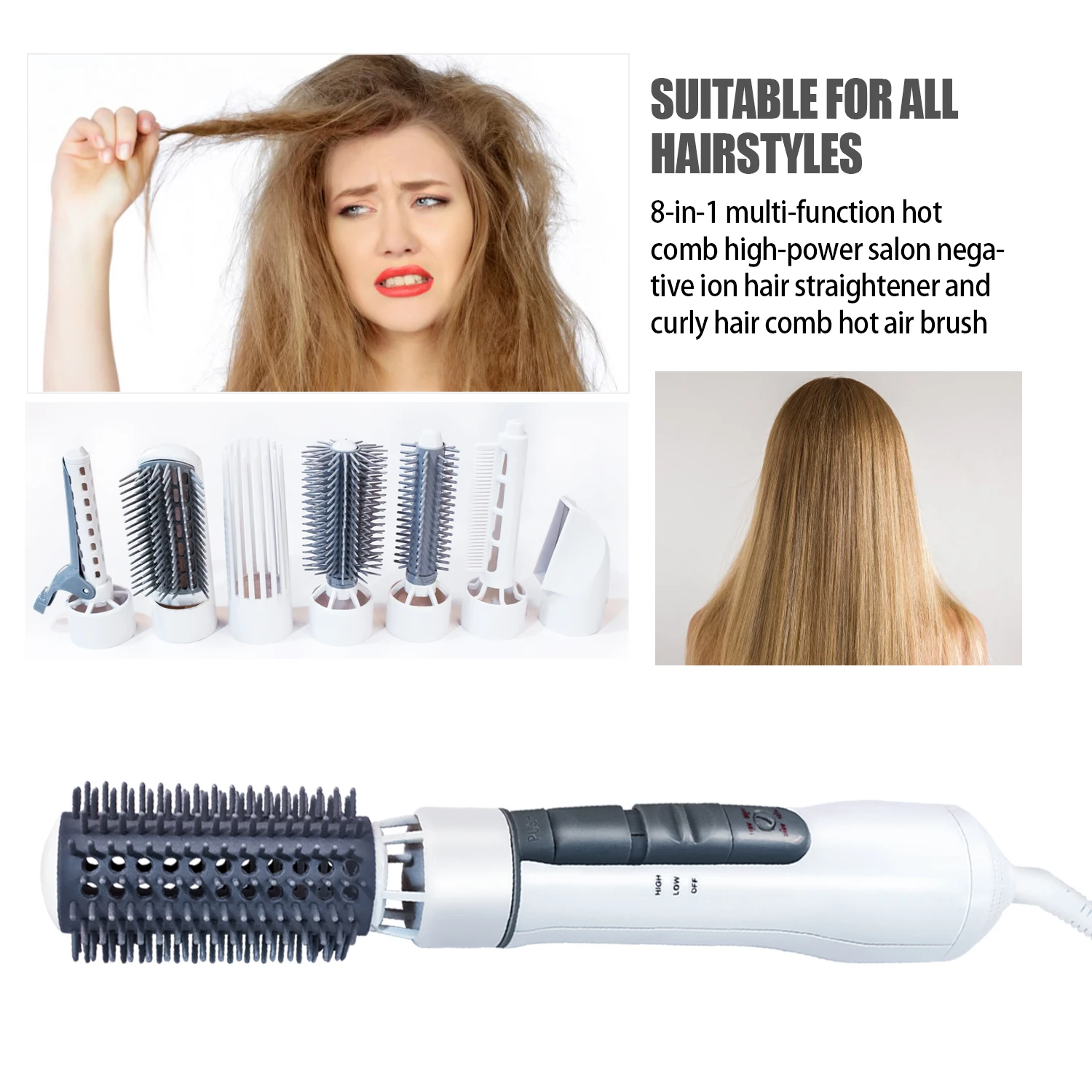 ionic 8 in 1 hot air brush rotating electric hair brush