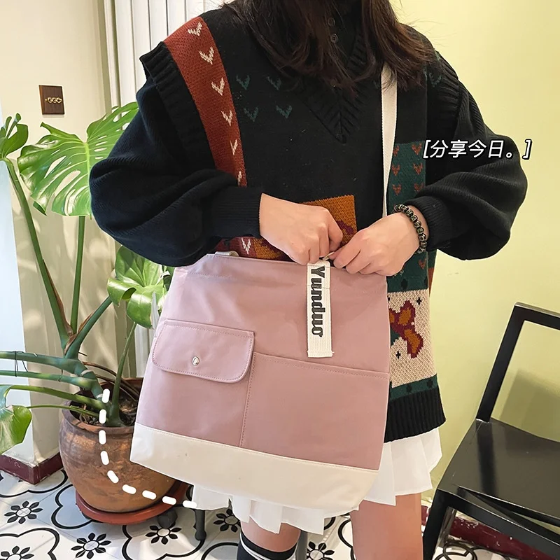 

Wholesale Casual Ulzzang Colorful Canvas Zipper Open Large Capacity Ladies Heavy Duty Handbag Sling Shoulder Tote Messenger Bag, 4 colors