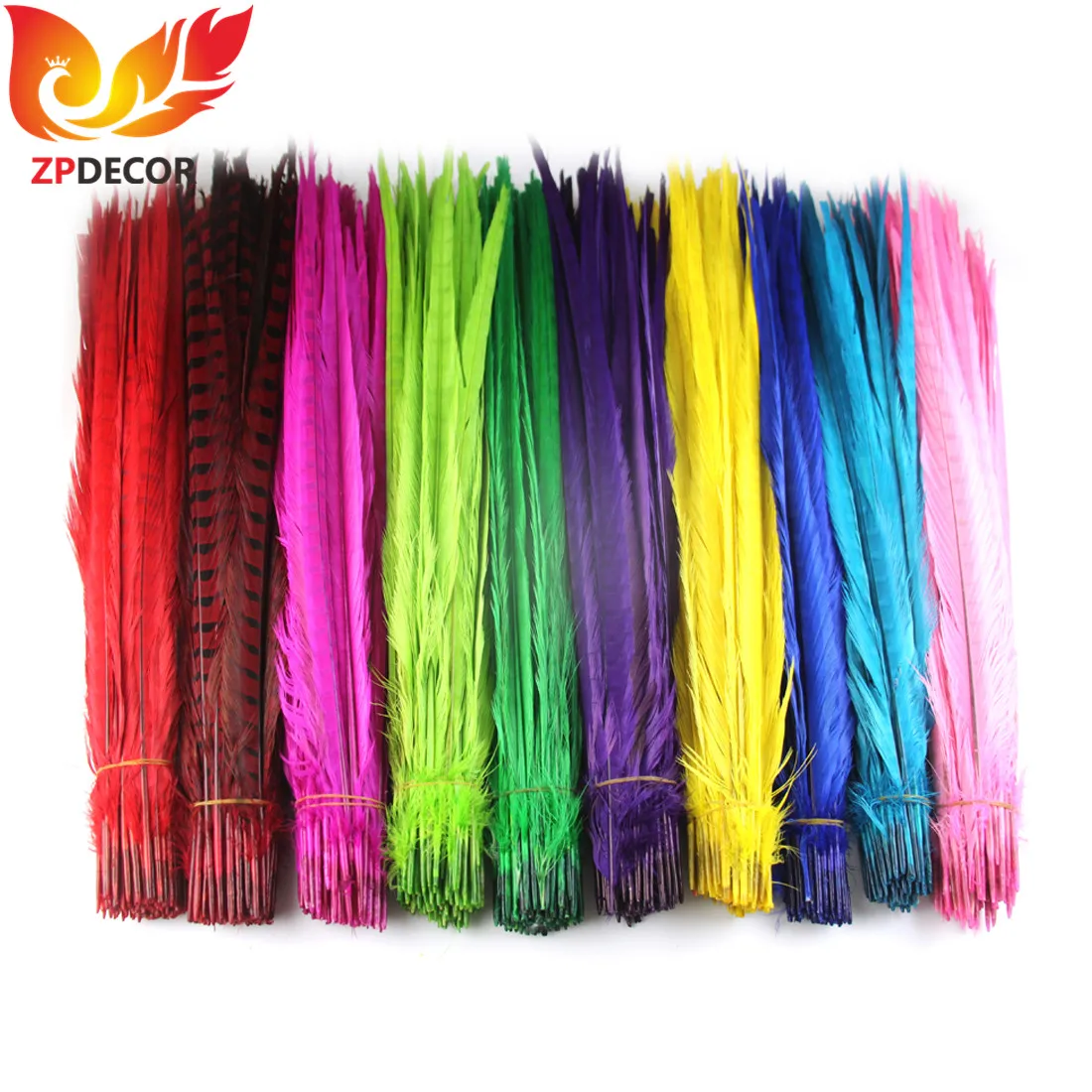 
40-45 cm 50 PCS/Pack RingNeck Pheasant Tail Feathers Decoloring dyeing for DIY Arts and Crafts Dyed feathers 
