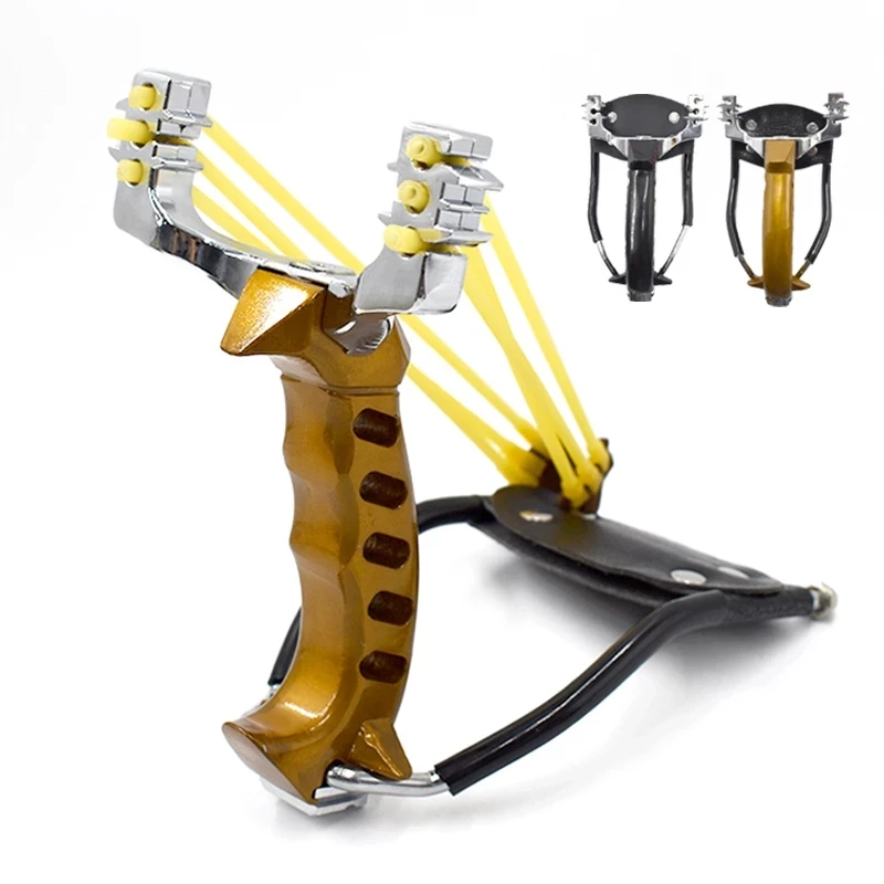 

Powerful Slingshots Folding Black Gold Hunting Bow slingshots with sling shot rubber for Outdoor presice Shooting Sports