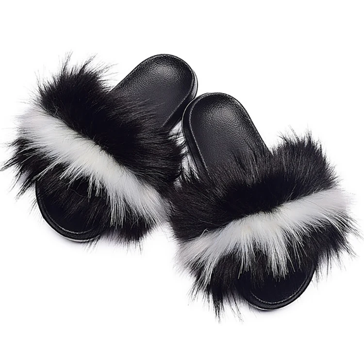 

Premium Quality Custom Faux Fur Slipper Sandals Slide 2021 Women Summer Sandals, Customized color