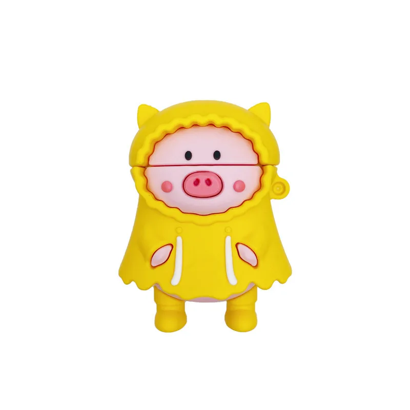 

3D Super cute cartoon raincoat pig BT Headset soft Case For Apple Airpods 1 2 pro silicone Wireless charging cover