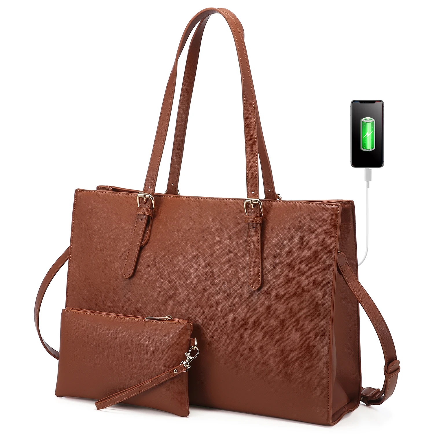 

2022 lovevook 2pcs office lady computer tote handbags 15.6 large Capacity shoulder bags Crocodile laptop women hand bags