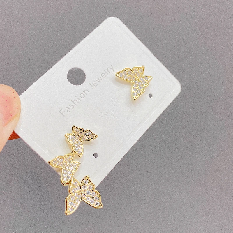 

ED64022 Korean fashion gold plated women jewelry asymmetric butterfly stud earring