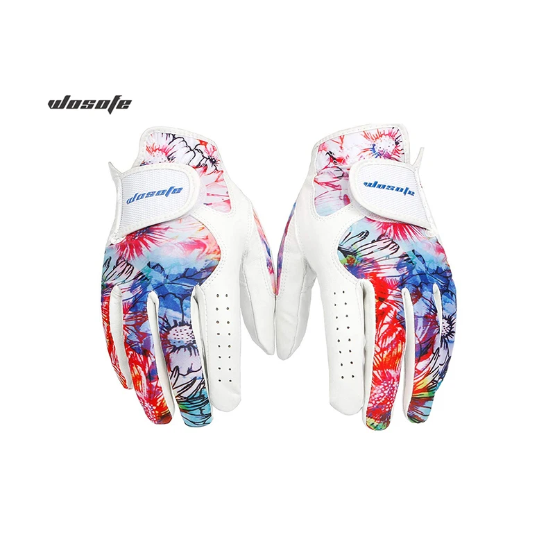 

one-piece drop shipping OEM Leather Pair Colorful Women Ladies Custom wholesale Golf Gloves, Color red