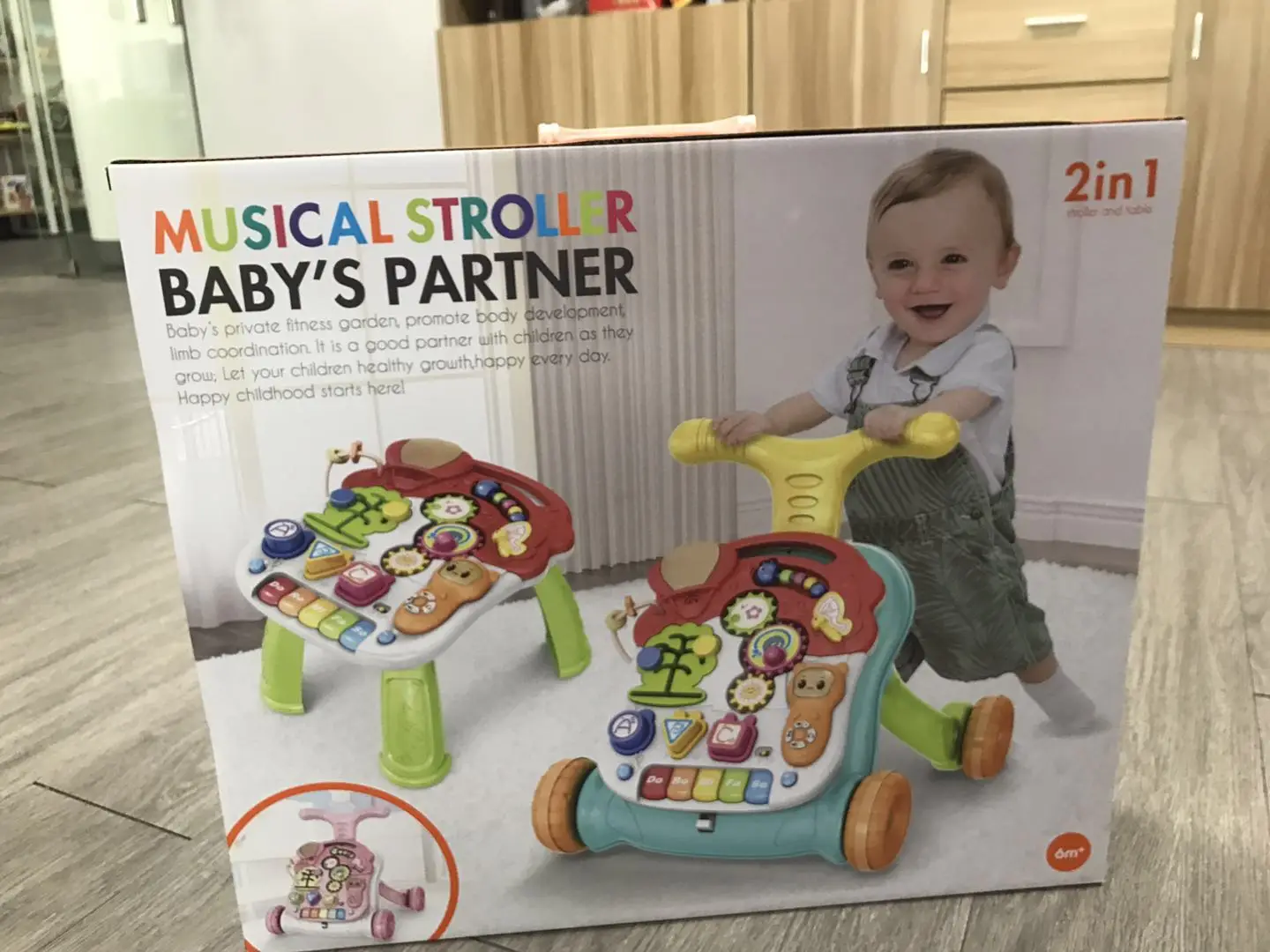 2 en 1 Bebé Cochecito musical actividad empuje Walker Sit & Play temprano aprendizaje