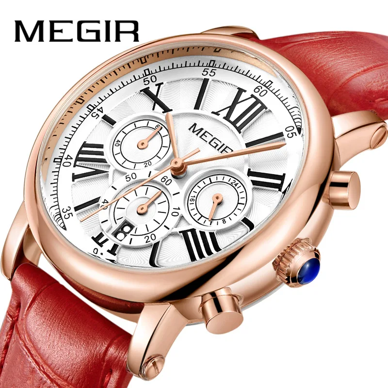 

MEGIR 2058 Fashion Women Watches Top Brand Luxury Ladies Quartz Watch Bracelet Clock for Lovers Sport Wristwatches, 2-colors