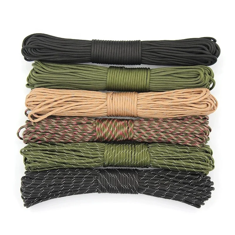 

Outdoor Durable Polyester Nylon Parachute Cord 100ft Type III Military Specification 7 Strands Braided 550 4mm Paracord Rope, Black ,army green ,brown