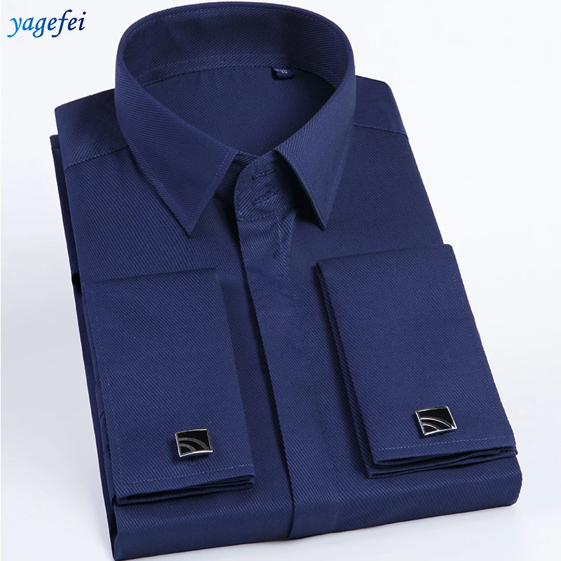

Factory wholesale best quality business men 100% cotton navy blue twill french cuff dress shirt, Colors