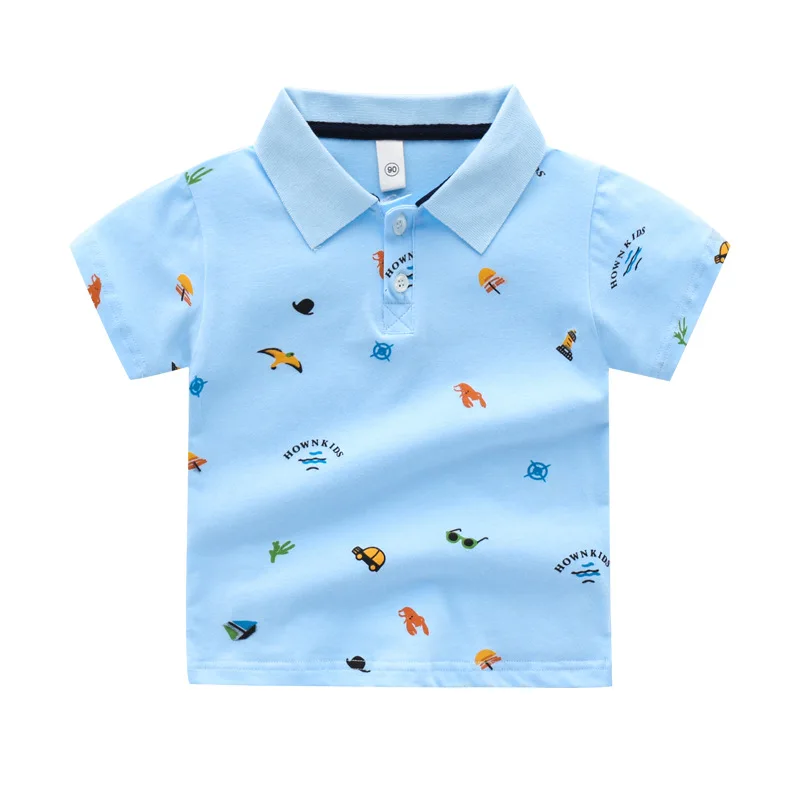 

New Summer Baby Boys Children Clothing Car Small Short Sleeved Polo Shirts Printing Costume For Kids