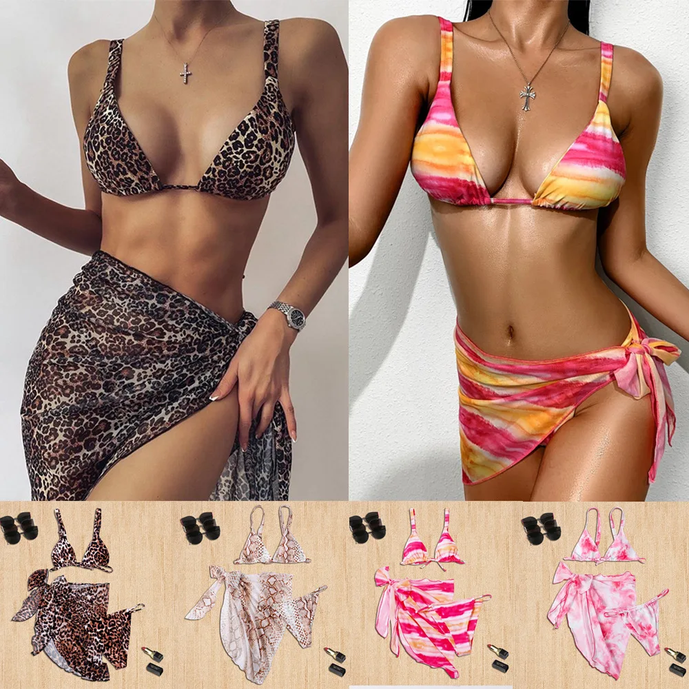 

L600 Designer Swimsuits Sexi Bikini Triangle 3 Piece Set Bathing Suit Beach Wear Cover Up