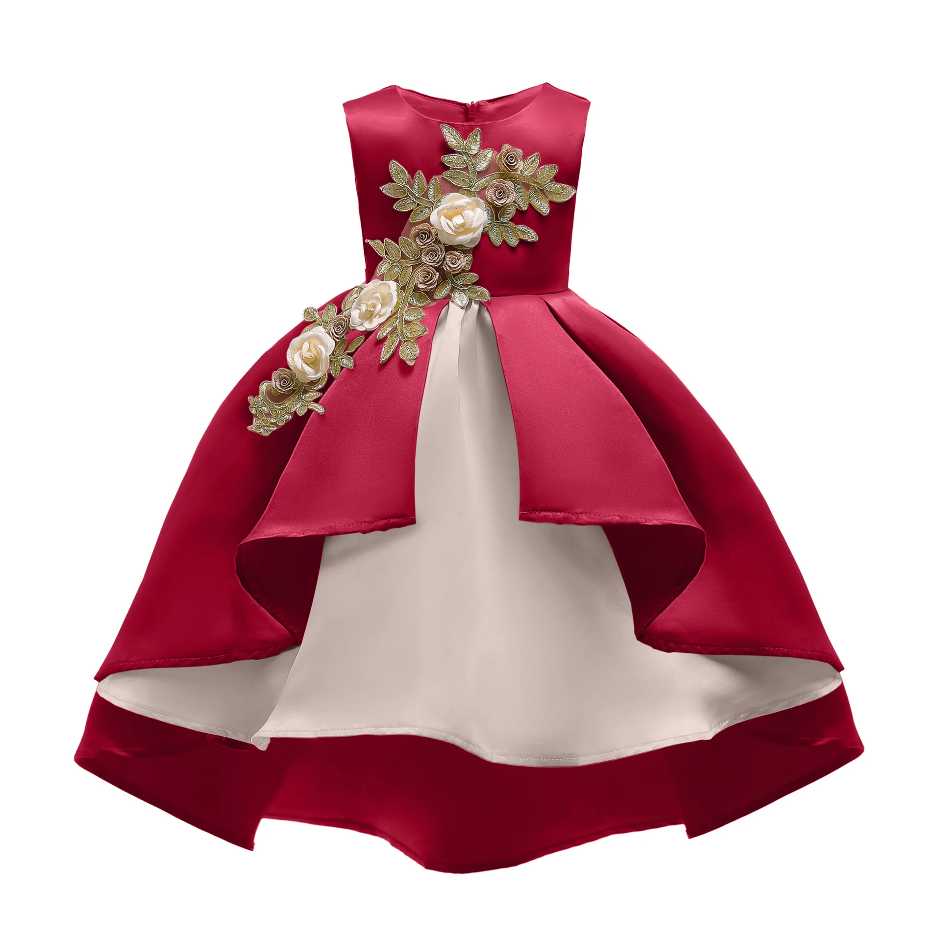 

Summer Christmas Flower Girls Dress Girl Clothing Sleeveless Princess Dresses Costume Kids Clothes, 4color