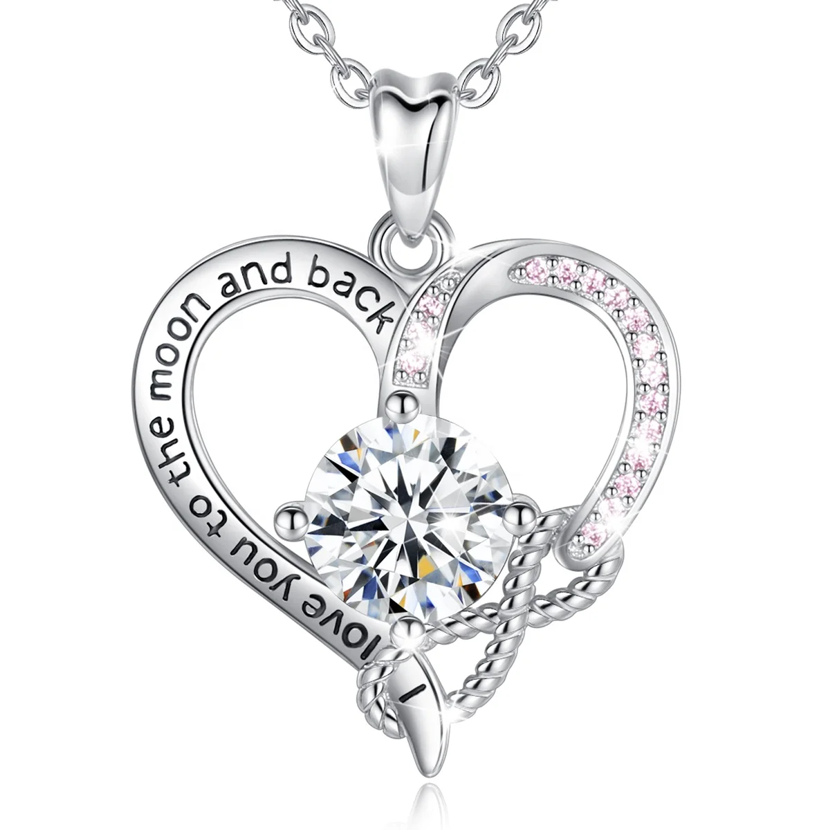 Women girlfriend i love you 925 sterling silver love heart shape  pendant necklace