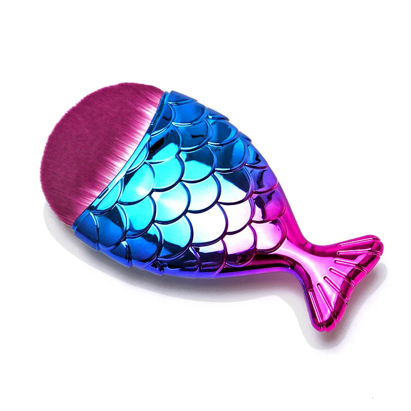 

Large size Mermaid Fish Shape Colorful Single Foundation Makeup Brushes Nail Clearing Brush, Customized