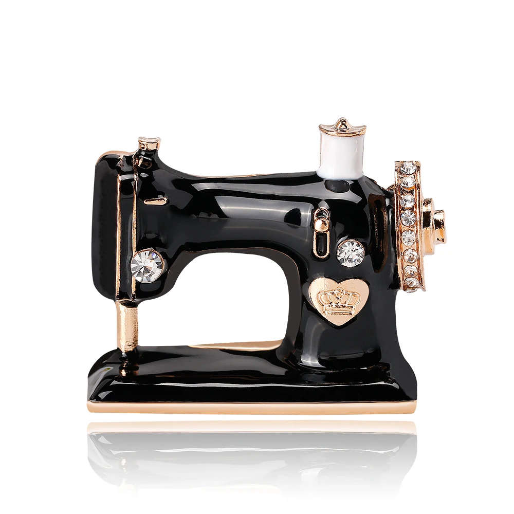 

Black-color Oil Drop Sewing Machine Crystal Brooch Pins For Girls Women Wedding Bridal Jewelry