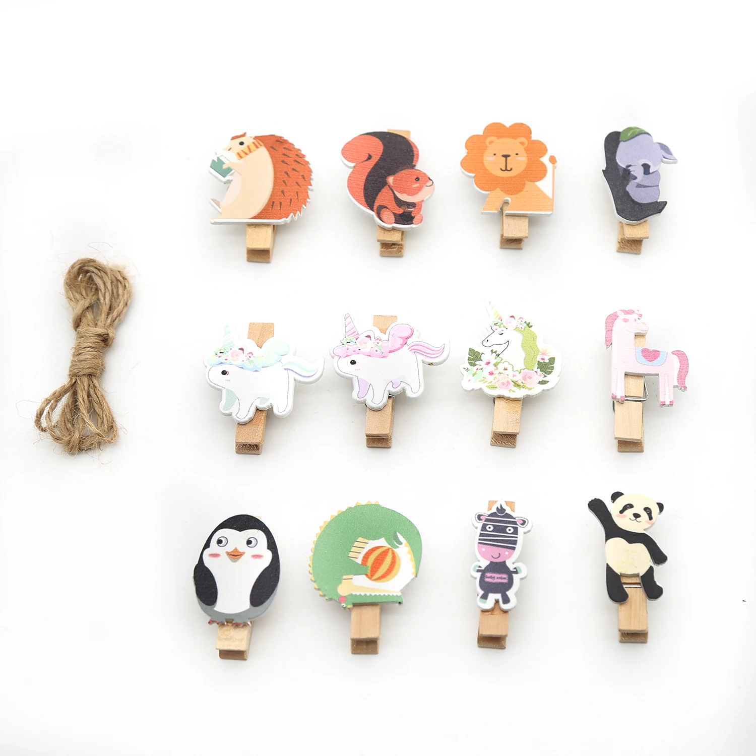 

Cute Cartoon Animals Design Mini Wooden Pegs Clips Card Photo Holder Clothespins Memo Clips DIY Picture Pegs Craft Clips