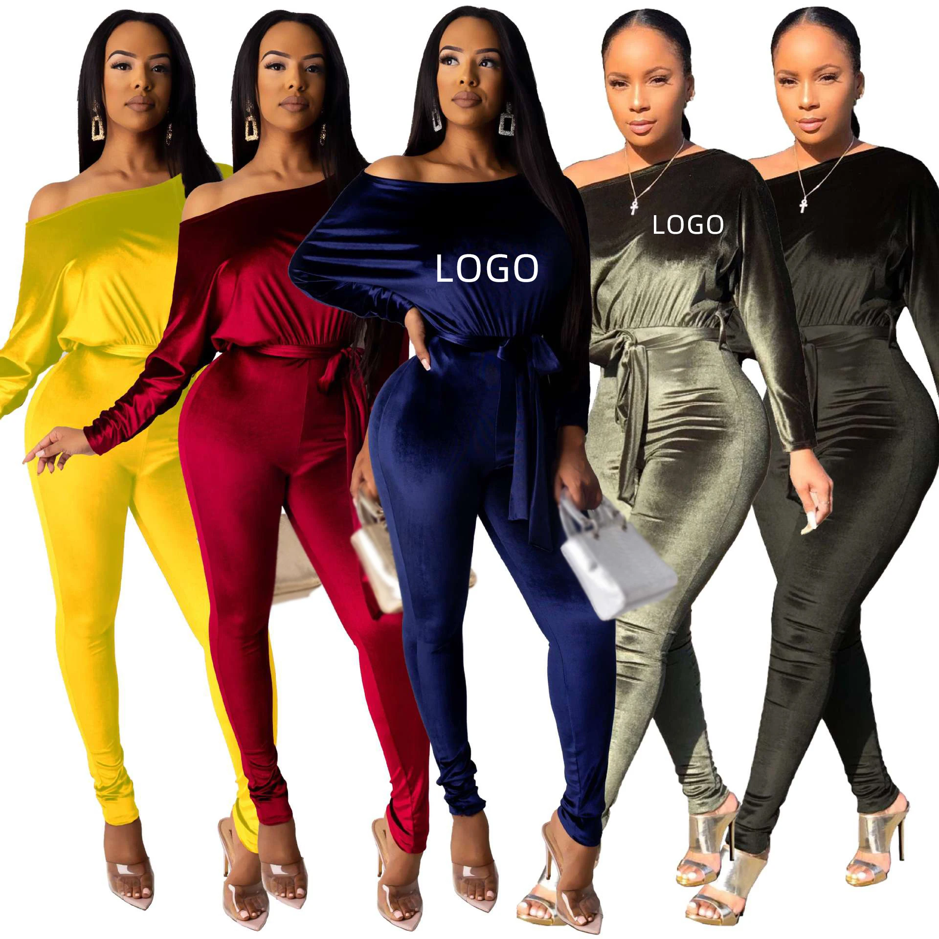 

2022 New Arrivals Velvet Long Sleeve Jumpsuits Women One Piece Jumpsuit