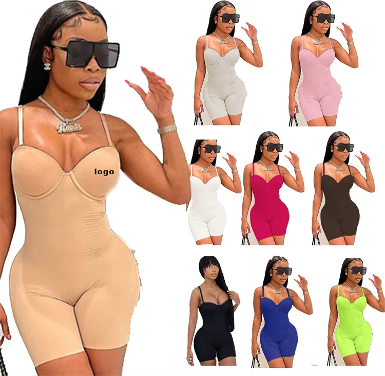 

Drop Shipping New Sexy Low Cut Suspenders High Waisted Slim Fitting Packed Hip One Piece Shorts Sexy Womens Playsuit Jumpsuit, Customized color