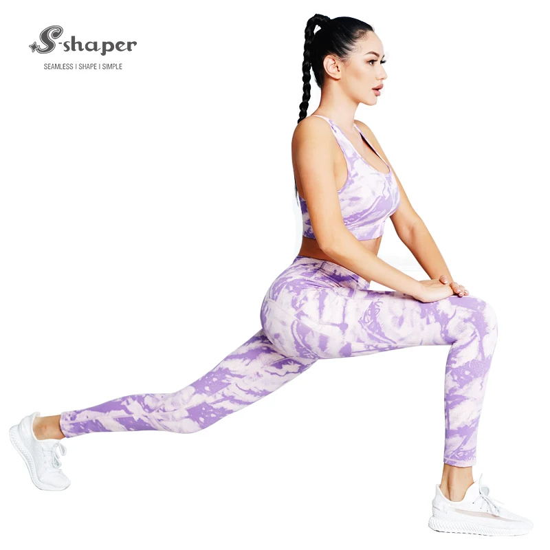 

New listing yoga leggings and tops 2021 high waist comfortable women yoga sets, Camouflage purple