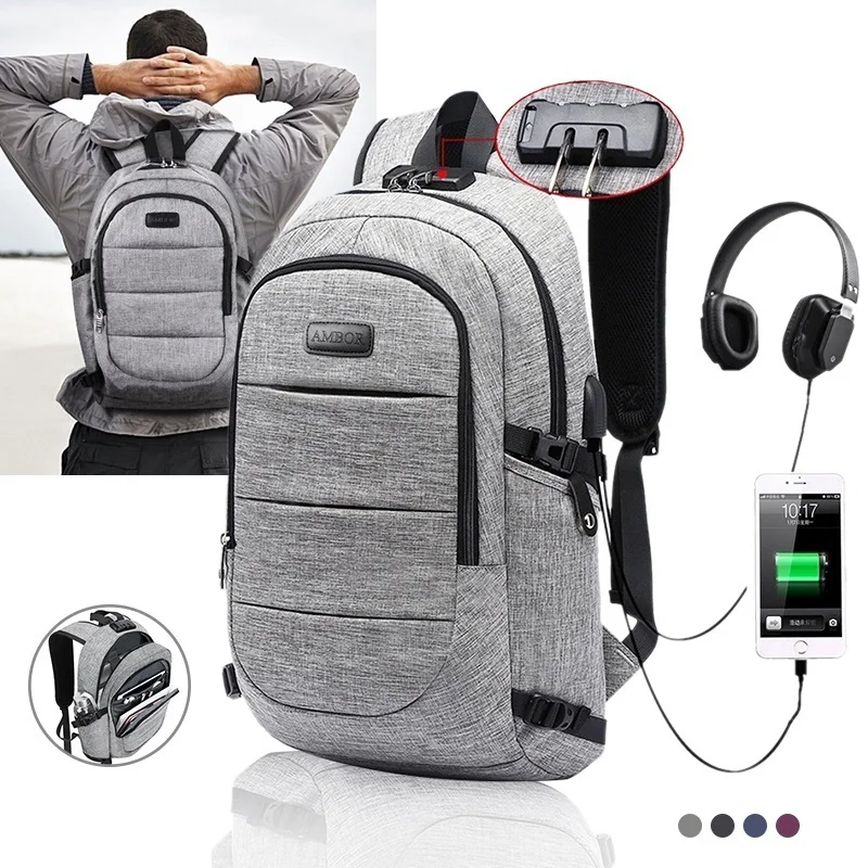 

oxford portatil a prova agua mochilas de negocios das mulheres dos homens viagem usb carregamento anti roubo saco, Customized color