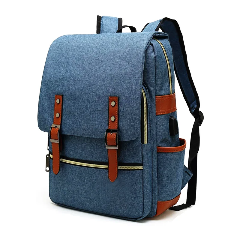 

Unisex Travel Bag Waterproof Travel Backpacks USB Wholesale Customized Portable Active Multi Function Man Nylon Backpack, Blue