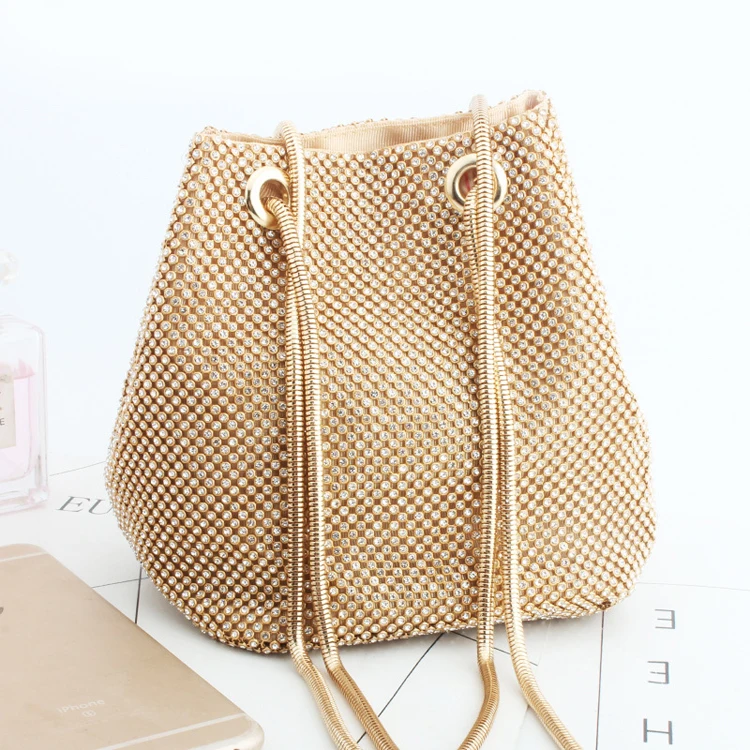 

Gold Bling Crystal Diamond Purses and Handbags Rhinestone for Women