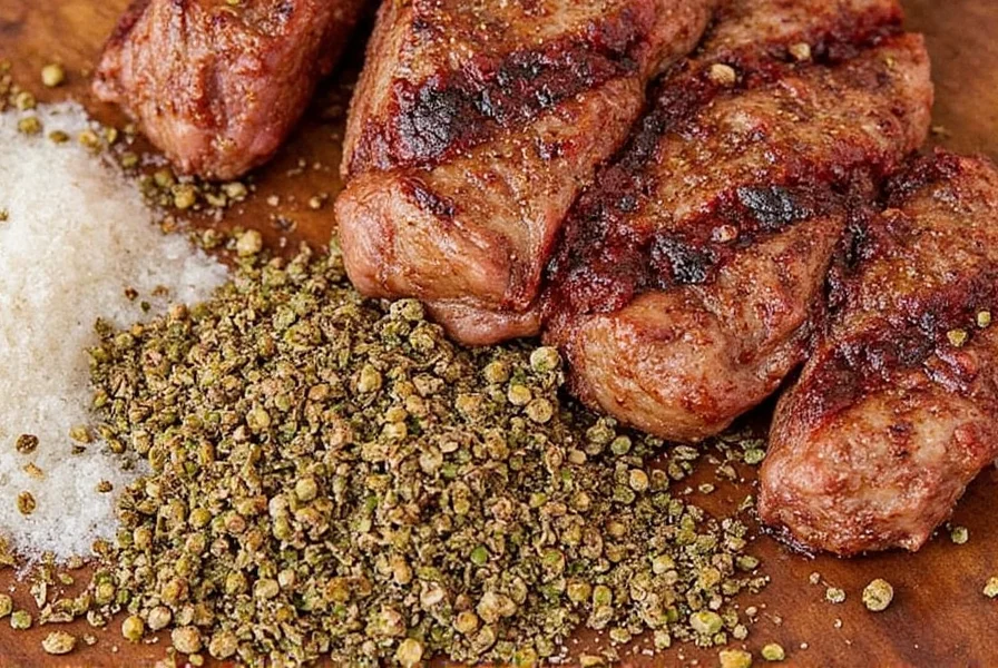 Seasoned meat on a grill