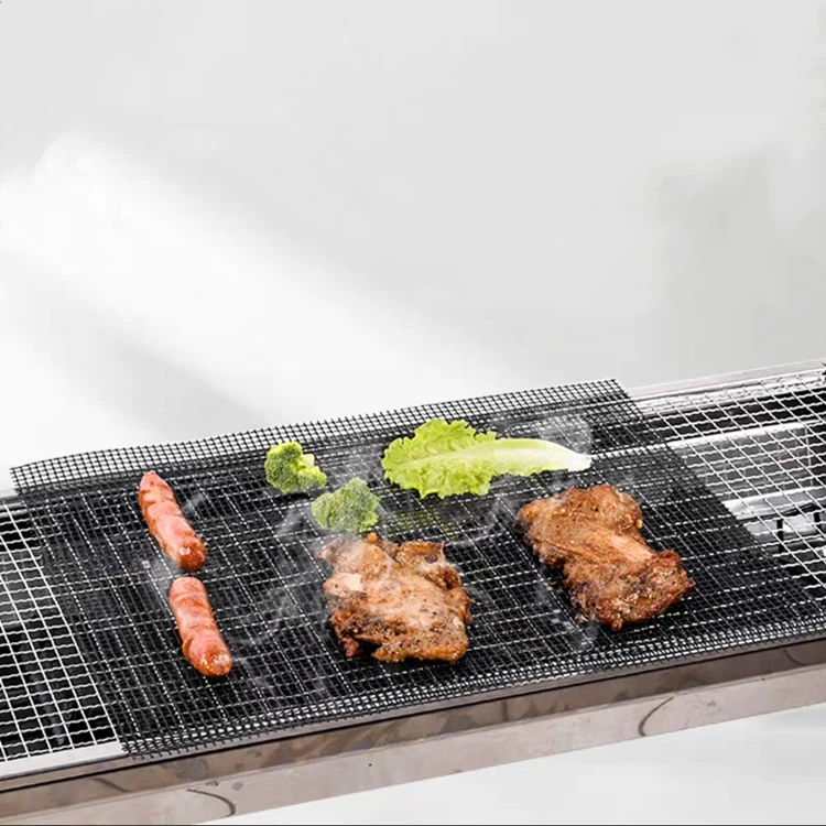 

ptfe glass fiber open mesh matgrill mesh mat liners barbeque grill mesh mat for Gas Charcoal Electric Grill, Black,brown