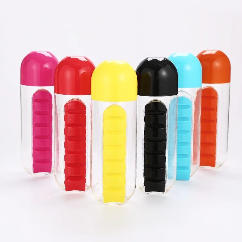 

Z019 600ml Multifunction water bottles can storage pill portable medicine bottle, As picture