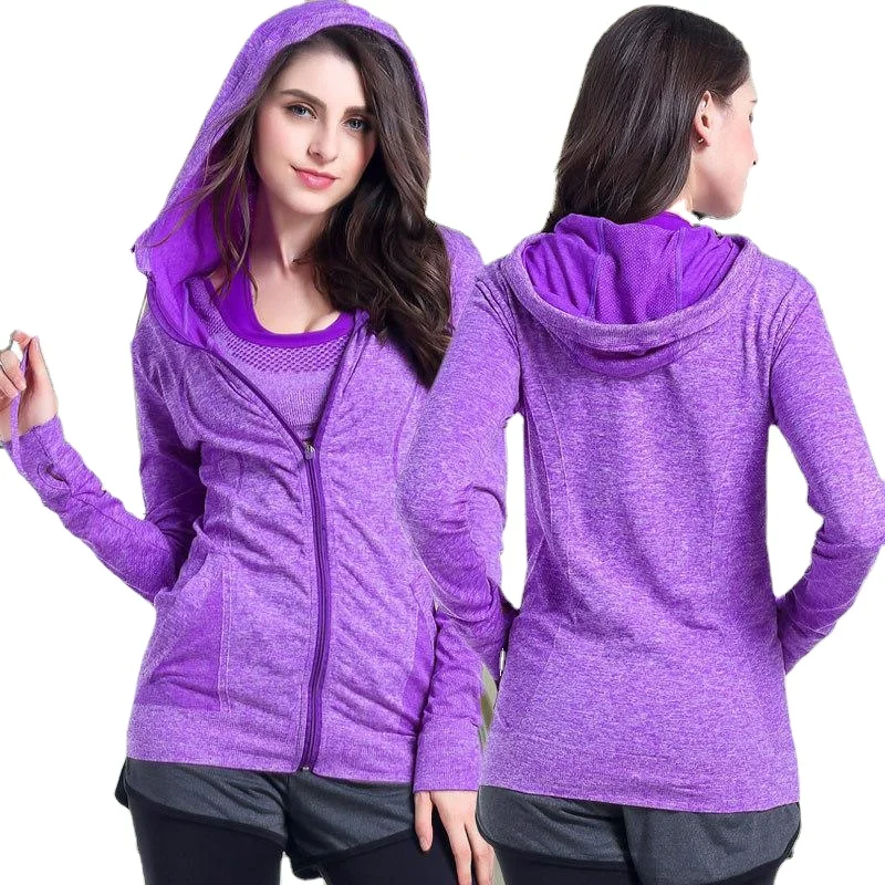 

Autumn Running Jacket Elastic Shirts Hoodies Women Long sleeve Sweatshirt Female Fitness Zipper Yoga Sportswear